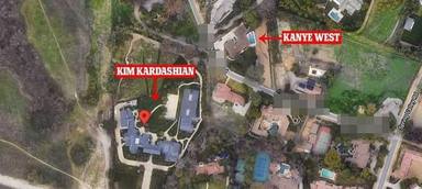 Distancia a la que están la nueva casa de Kanye West y la de Kim Kardashian