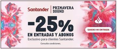 25% de descuento para los clientes del Banco Santander para el Primavera Sound 2023